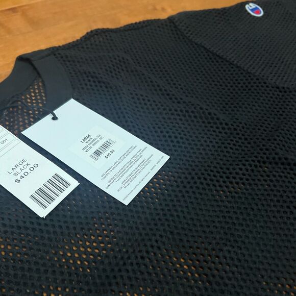 Champion x Urban Outfitters Mesh Crop Shimmel Tee Large Black NWT Exclusive - Picture 4 of 7